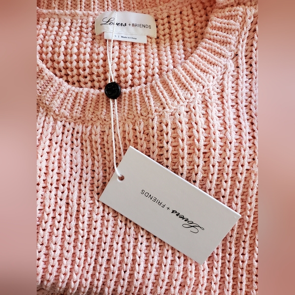 Lovers + Friends Lansel Distressed Hem Sweater In Pink NWT Size S Boho Chic - Picture 5 of 10